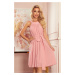 Světle růžové šifónové šaty s páskem ALIZEE Pudrová