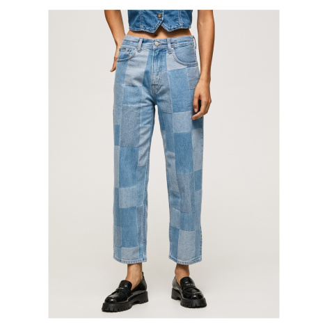 Modré dámské zkrácené straight fit džíny Pepe Jeans Dover Weave - Dámské