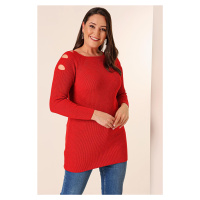 By Saygı Off-the-Shoulder Plus Size Sports Tunic Sweater