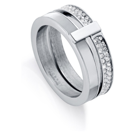 Viceroy Třpytivý ocelový prsten s kubickými zirkony Chic 1393A01