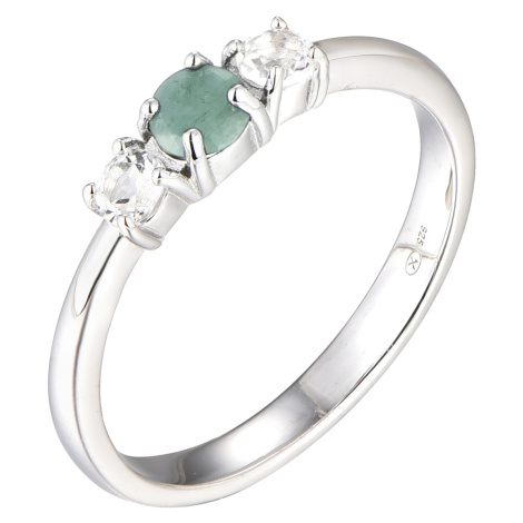Brilio Silver Blýštivý stříbrný prsten se smaragdem Precious Stone SR09003D 58 mm