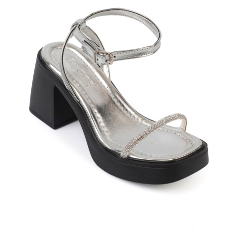 Capone Outfitters Women's Platform Ankle Band Metallic Stone Sandals