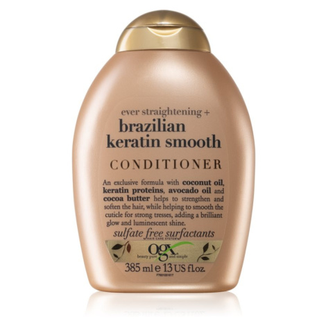 OGX Brazilian Keratin Smooth uhlazující kondicionér pro lesk a hebkost vlasů 385 ml