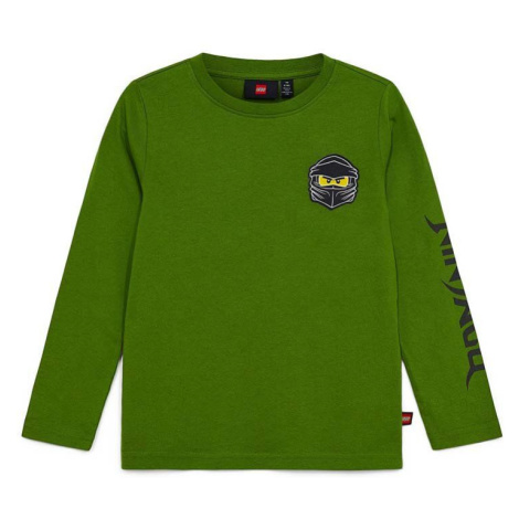 Dětská bavlněná košile s dlouhým rukávem Lego zelená barva, s potiskem Lego Wear