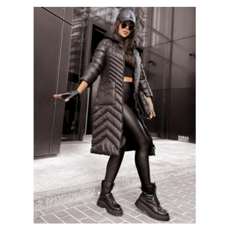 Dlouhá černá dámská bunda na podzim DStreet