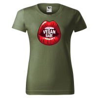 DOBRÝ TRIKO Dámské tričko s potiskem Vegan babe Barva: Khaki