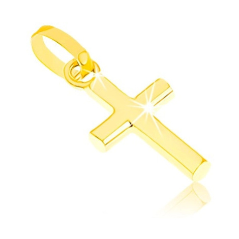 Lesklý přívěsek ze žlutého zlata 375, malý latinský kříž Šperky eshop
