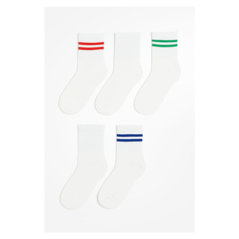 H & M - Balení: 5 ponožek - bílá H&M