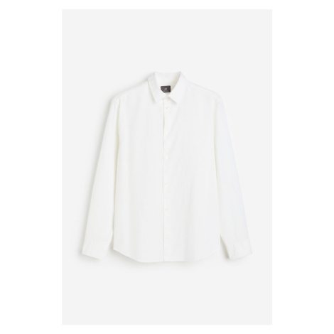 H & M - Košile z lněné směsi Regular Fit - bílá H&M
