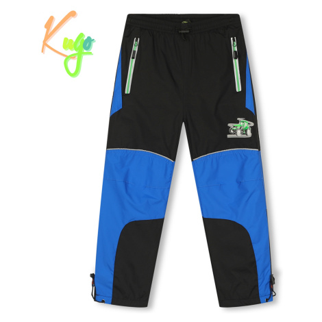 Chlapecké šusťákové kalhoty, zateplené - KUGO DK7126, černá/ zelený zip Barva: Černá