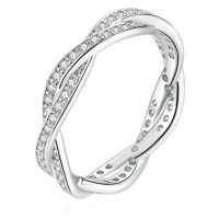 Stříbrný propletený prsten 2v1 s kamínky