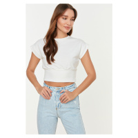 Trendyol The Ecru Fitted/Simple Crew Neck Low Sleeve Slim Knitted Blouse