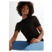 Bonprix BODYFLIRT úpletové tričko s krajkovými rukávy Barva: Černá, Mezinárodní