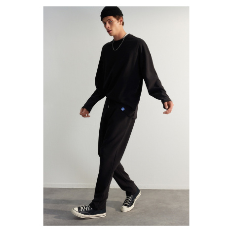 Trendyol Black Regular/Regular Fit Limited Edition 100% Cotton Textured Sweatpants