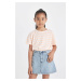 DEFACTO Girl's Crew Neck Striped Short Sleeve T-Shirt