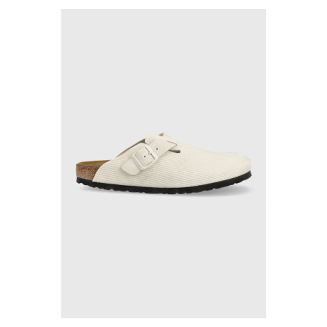 Semišové pantofle Birkenstock Boston dámské, béžová barva, 1025270