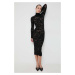 Vlněné šaty Liviana Conti černá barva, mini