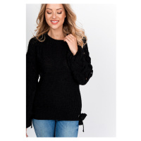 Dámský pletený svetr s mašlemi - černá