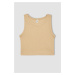 DEFACTO Girl's Crew Neck Basic Tank Top