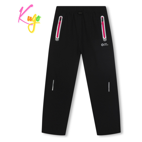Dívčí softshellové kalhoty - KUGO HK7578, černá / růžové zipy Barva: Černá
