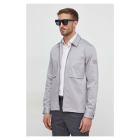 Košile Calvin Klein pánská, šedá barva, relaxed, s klasickým límcem, K10K112356