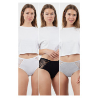 Trendyol Black-Multicolor 3 Pack Cotton Hipster Panties