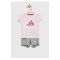 Dětská bavlněná souprava adidas I BL CO T růžová barva