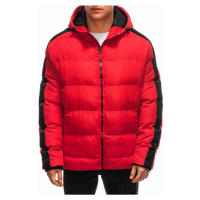 Men's quilted winter jacket - red V2 EM-JAHP-0101