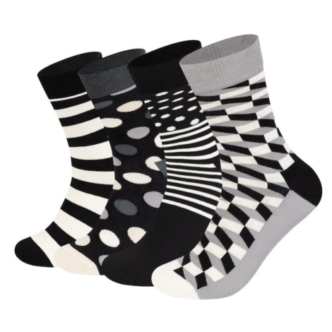 Happy Socks Ponožky šedá / černá / bílá