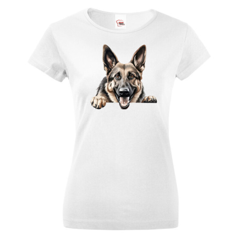 Dámské tričko s potiskem Německý ovčák -  tričko pro milovníky psů BezvaTriko