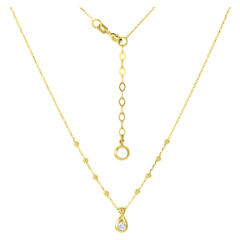 GEMMAX Jewelry Řetízkový zlatý náhrdelník s přívěskem a korálky 42+3 cm GLNYB-45-33311