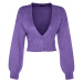 Trendyol Purple Crop Měkký texturovaný pletený svetr