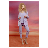 Lafaba Dámské lila látkové kalhoty s vysokým pasem