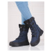 Trendy dámské modré trekingové boty bez podpatku
