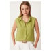 Happiness İstanbul Women's Pistachio Green Sleeveless Viscose Shirt