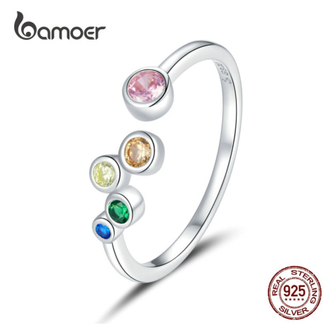 Stříbrný prsten s barevnými kamínky BSR149 LOAMOER