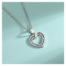 GRACE Silver Jewellery Stříbrný náhrdelník se zirkony DVOJITÉ SRDCE - stříbro 925/1000,srdce NH-