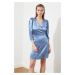 Trendyol Blue Collar Ruffle Satin Dress