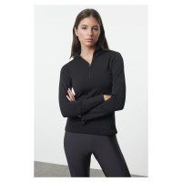 Trendyol Black Extra Warm Zippered Polar Fleece Knitted Sports Sweatshirt