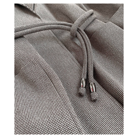 Hnědý károvaný dámský kabát se 3/4 rukávy (2718) ROSSE LINE