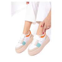 Soho Skin-White-Green-Orange Women's Sneaker 19682