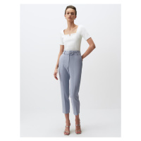 Jimmy Key Dusty Blue High Waist Belted Fabric Trousers