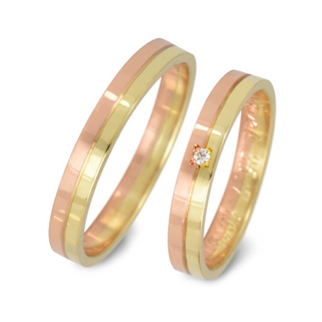 Snubní prsteny zlaté dvoubarevné 2088 + DÁREK ZDARMA