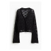 H & M - Propínací svetr z ažurového úpletu - černá
