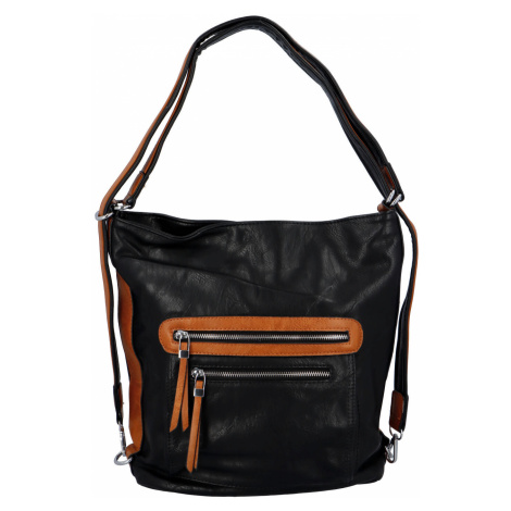 Dámská praktická koženková kabelka/batoh Frankie, černá ROMINA & CO