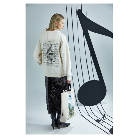 Mikina Medicine dámská, béžová barva, s kapucí