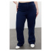 Trendyol Curve Navy Blue High Five Tube Leg Denim Trousers