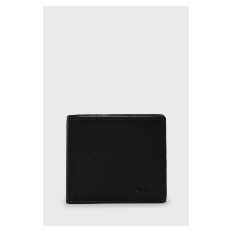 Kožená peněženka HUGO černá barva, 50470755