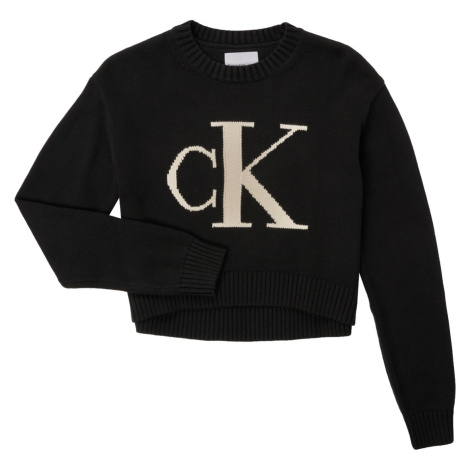 Calvin Klein Jeans MONOGRAM SWEATER Černá