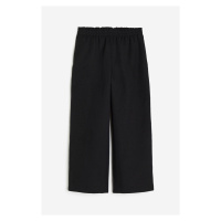 H & M - Cropped kalhoty z lněné směsi - černá